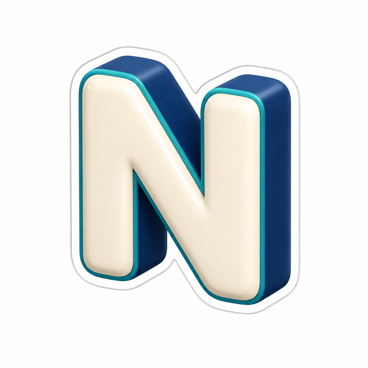Uppercase Letter N In Cream Vinyl Sticker Decal