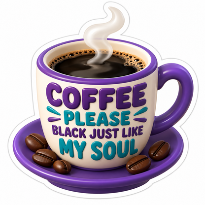 Coffee Please Black Just Like My Soul Vinyl Sticker Decal