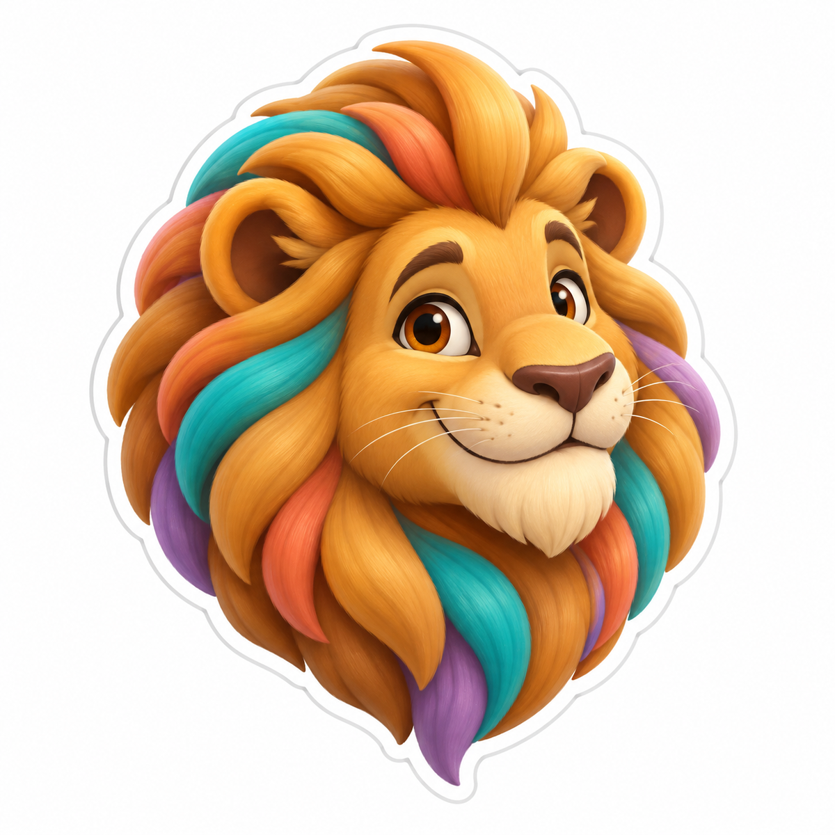 Golden Lion Teal Coral Lavender Mane Vinyl Sticker Decal