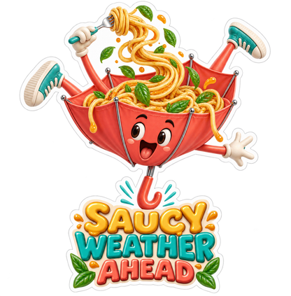 Saucy Weather Ahead Pasta Bowl Umbrella Vinyl Sticker Decal