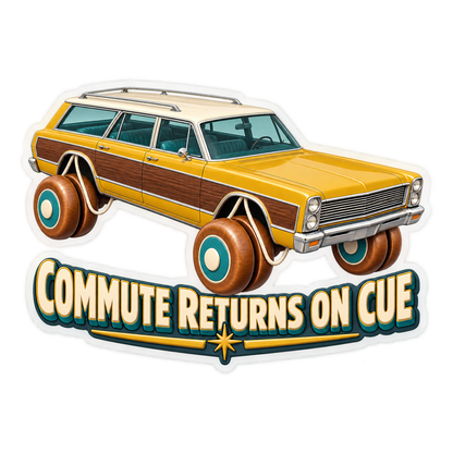 Commute Returns On Cue Vinyl Sticker Decal