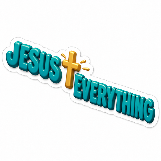 Jesus Cross Everything Teal Lettering Vinyl Sticker Decal