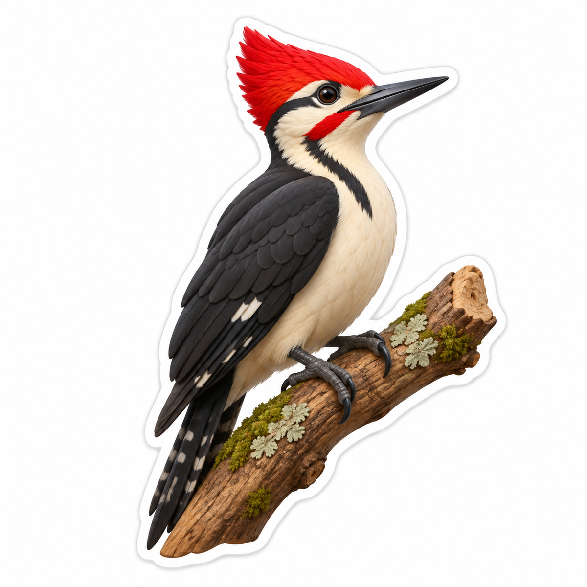 Red Crested Woodpecker Charcoal Wings Vinyl Sticker Decal