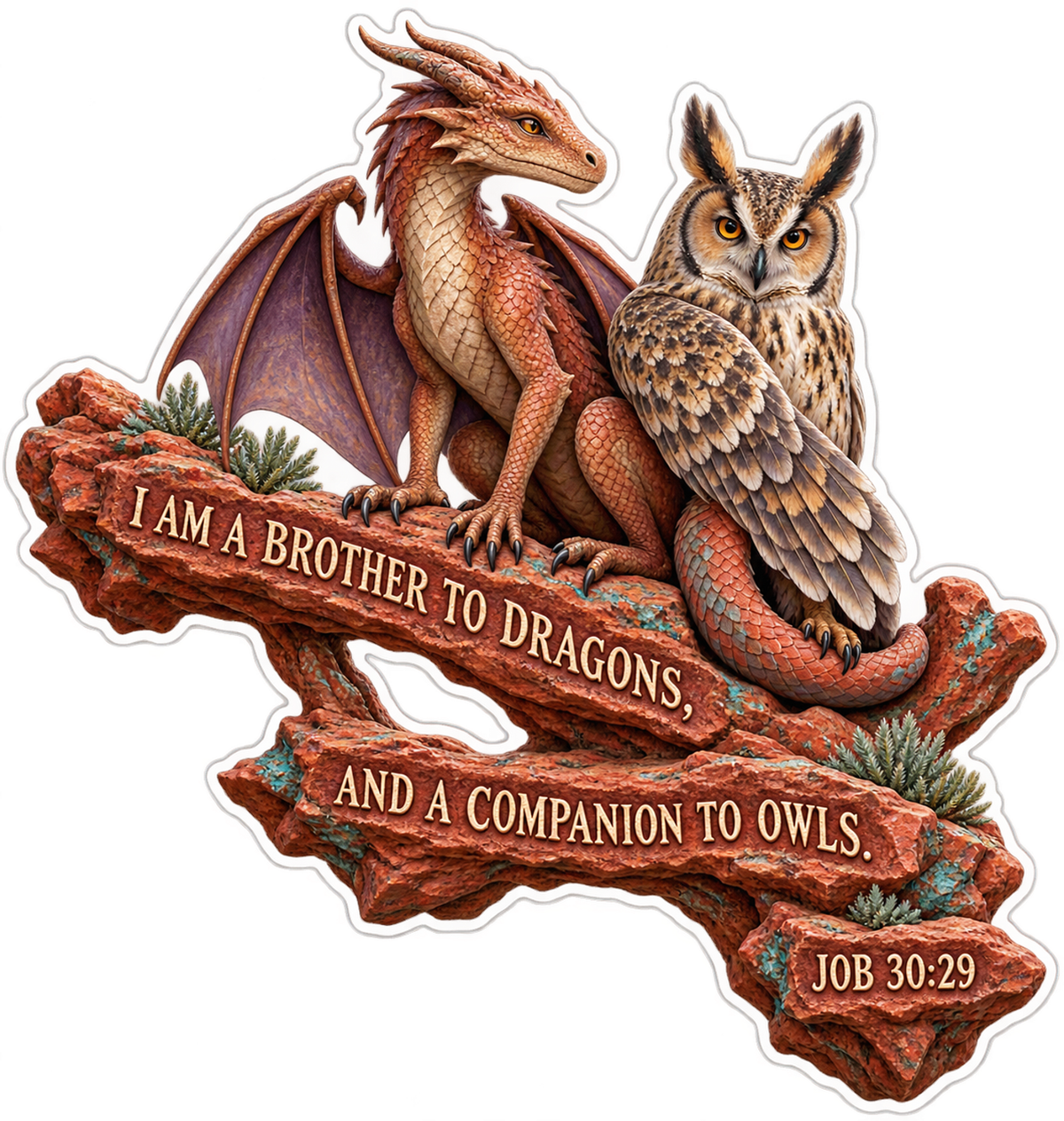 Bible Job 30 29 Dragon Owl Vinyl Sticker Decal