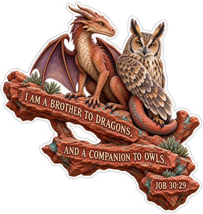 Bible Job 30 29 Dragon Owl Vinyl Sticker Decal