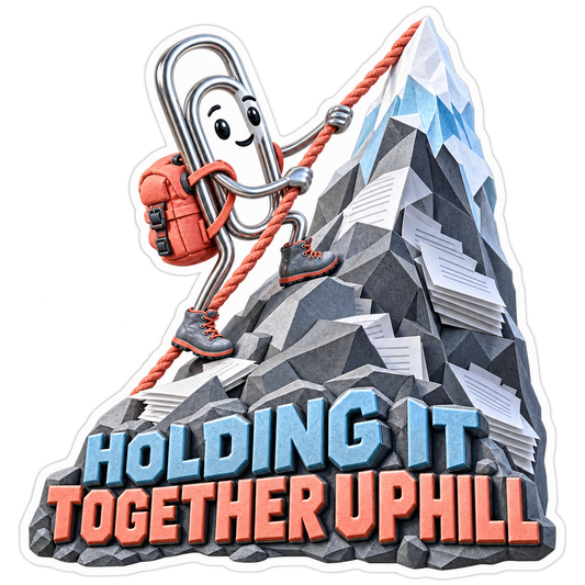 Holding It Together Uphill Paper Clip Vinyl Sticker Decal