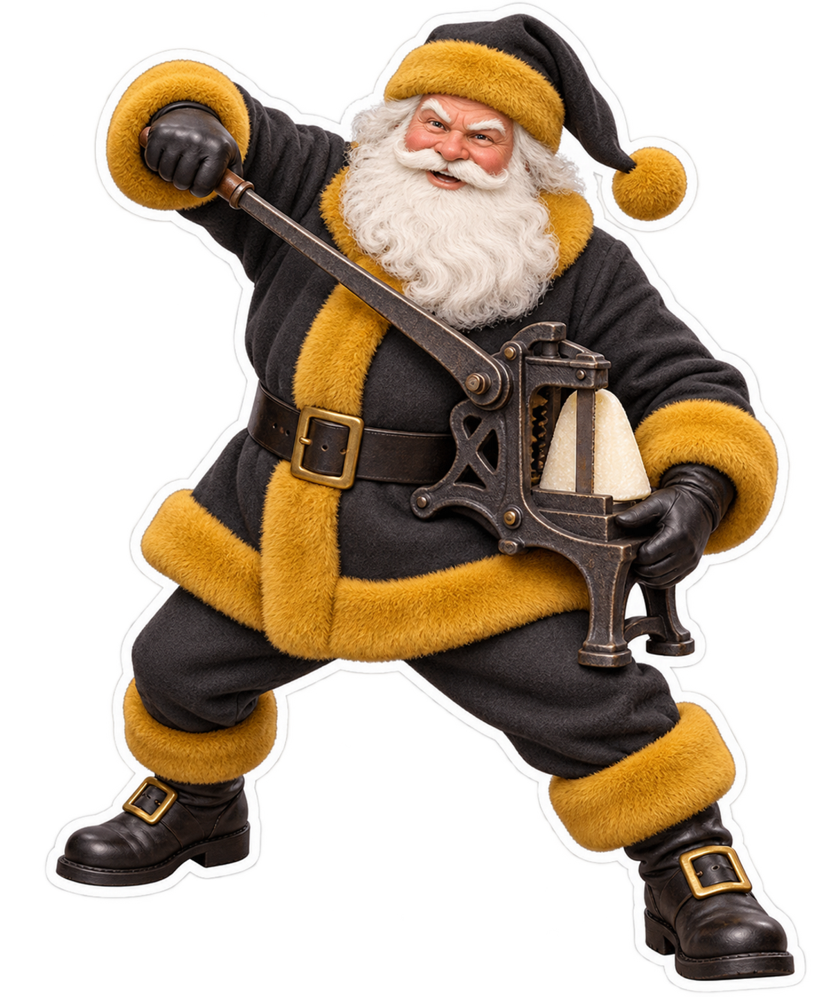 Santa Antique Cast Iron Sugar Loaf Cutter Vinyl Sticker Decal