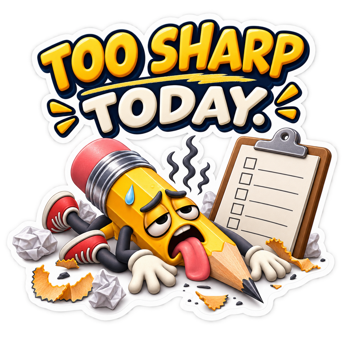 Too Sharp Today Exhausted Pencil Vinyl Sticker Decal