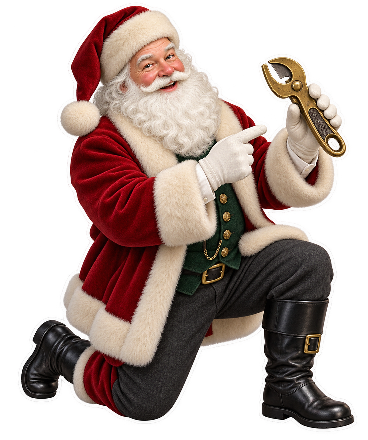 Santa Antique Brass Buttonhole Cutter Vinyl Sticker Decal