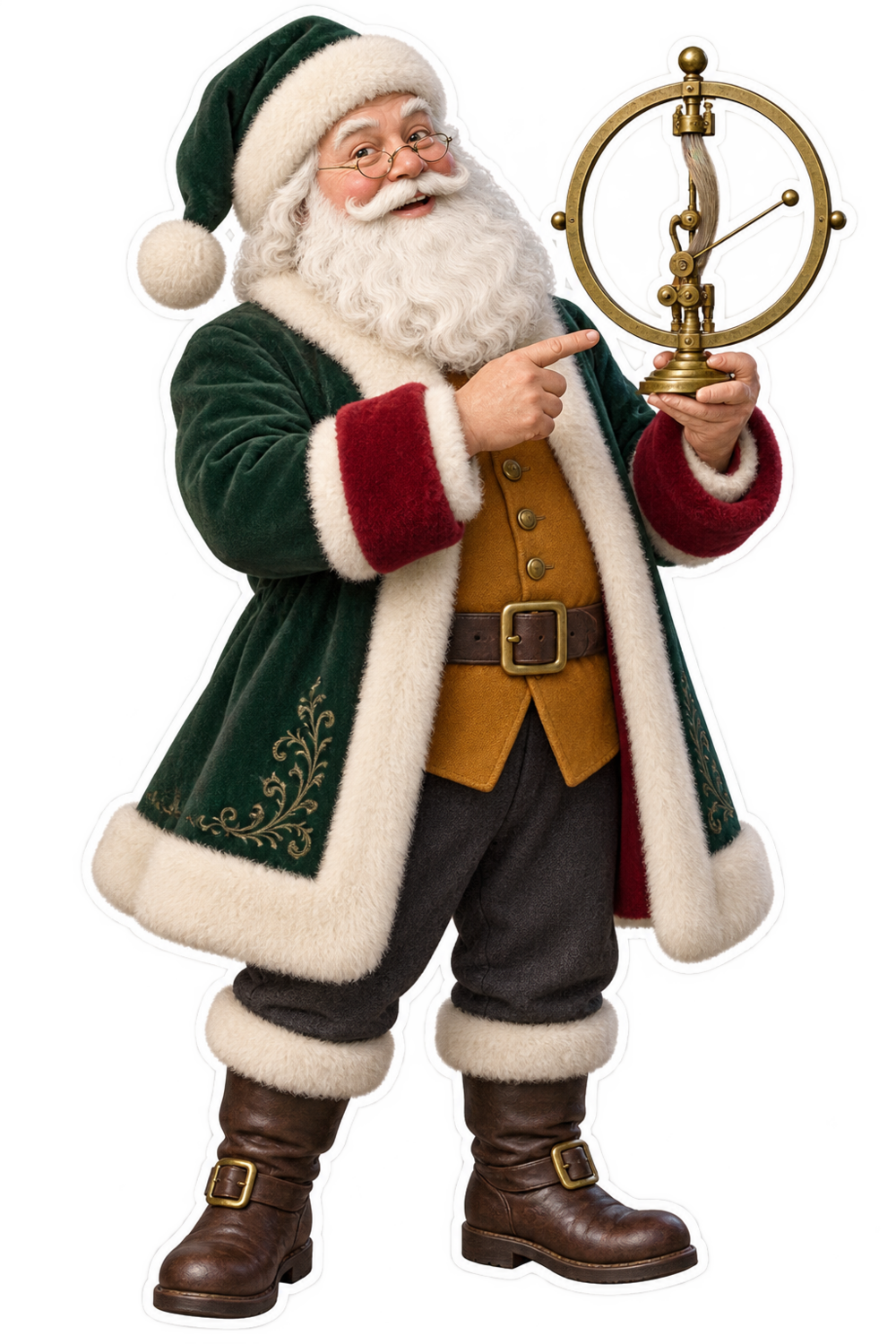 Santa Antique Brass Hair Hygrometer Vinyl Sticker Decal