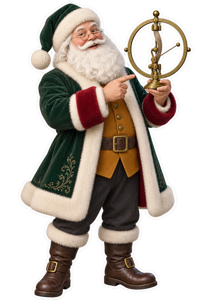 Santa Antique Brass Hair Hygrometer Vinyl Sticker Decal
