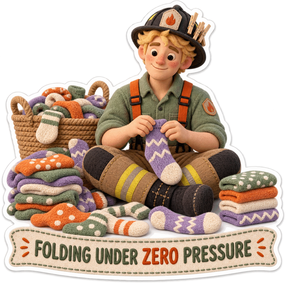 Folding Under Zero Pressure Man Laundry Vinyl Sticker Decal