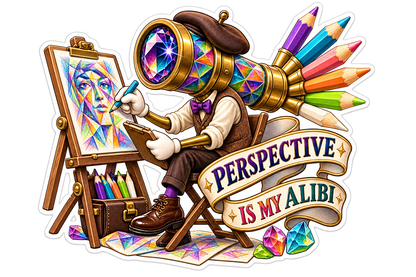 Perspective Is My Alibi Telescope Painter Vinyl Sticker Decal