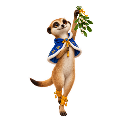 Christmas Mohair Meerkat Mistletoe Guardian Vinyl Sticker Decal