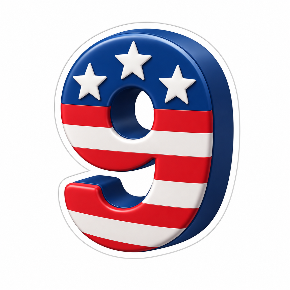 Numeral 9 With Navy Sides Vinyl Sticker Decal