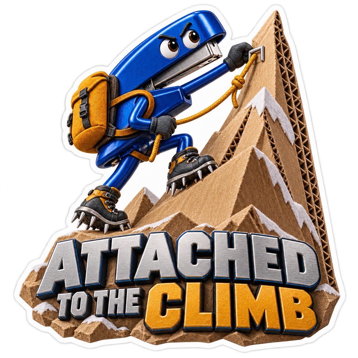 Attached to the Climb Stapler Mountaineer Vinyl Sticker Decal