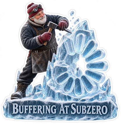 Buffering at Subzero Man Ice Carving Vinyl Sticker Decal