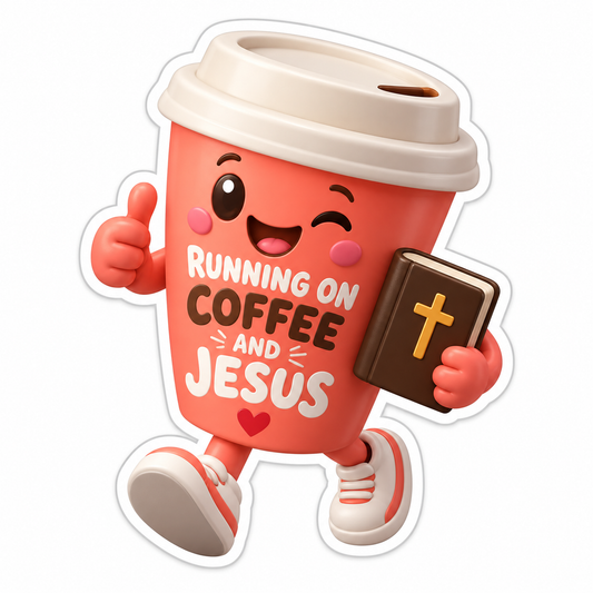 Running on Coffee and Jesus Smiling Cup Vinyl Sticker Decal