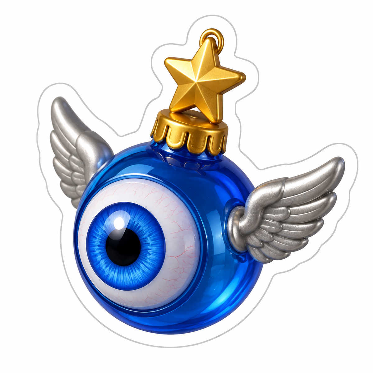 Blue Eye Ornament Silver Wings Gold Star Vinyl Sticker Decal
