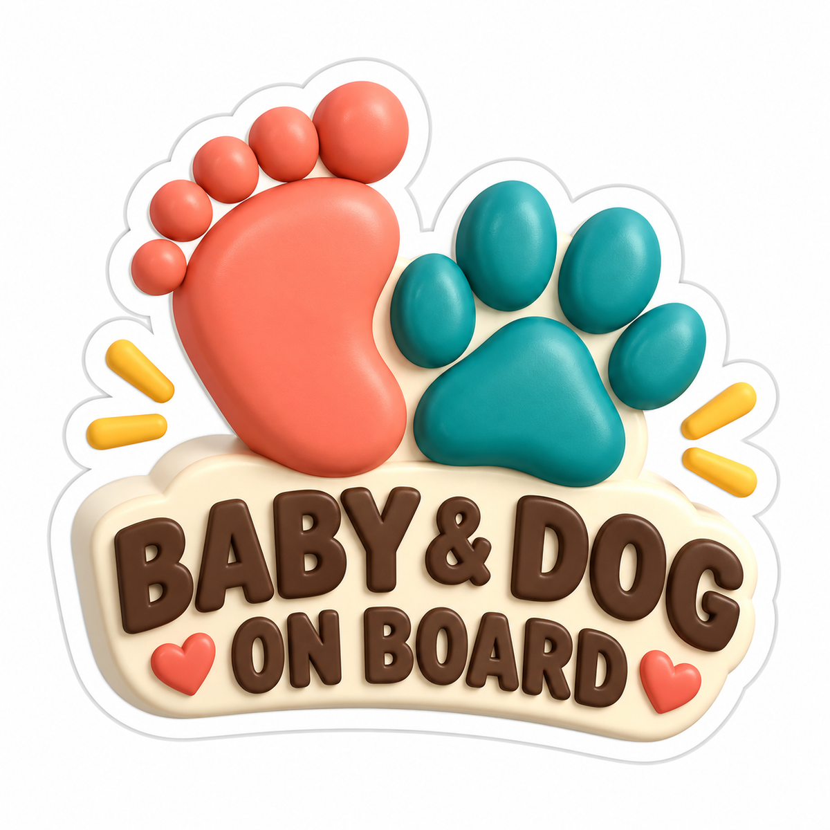 Baby & Dog On Board Vinyl Sticker Decal