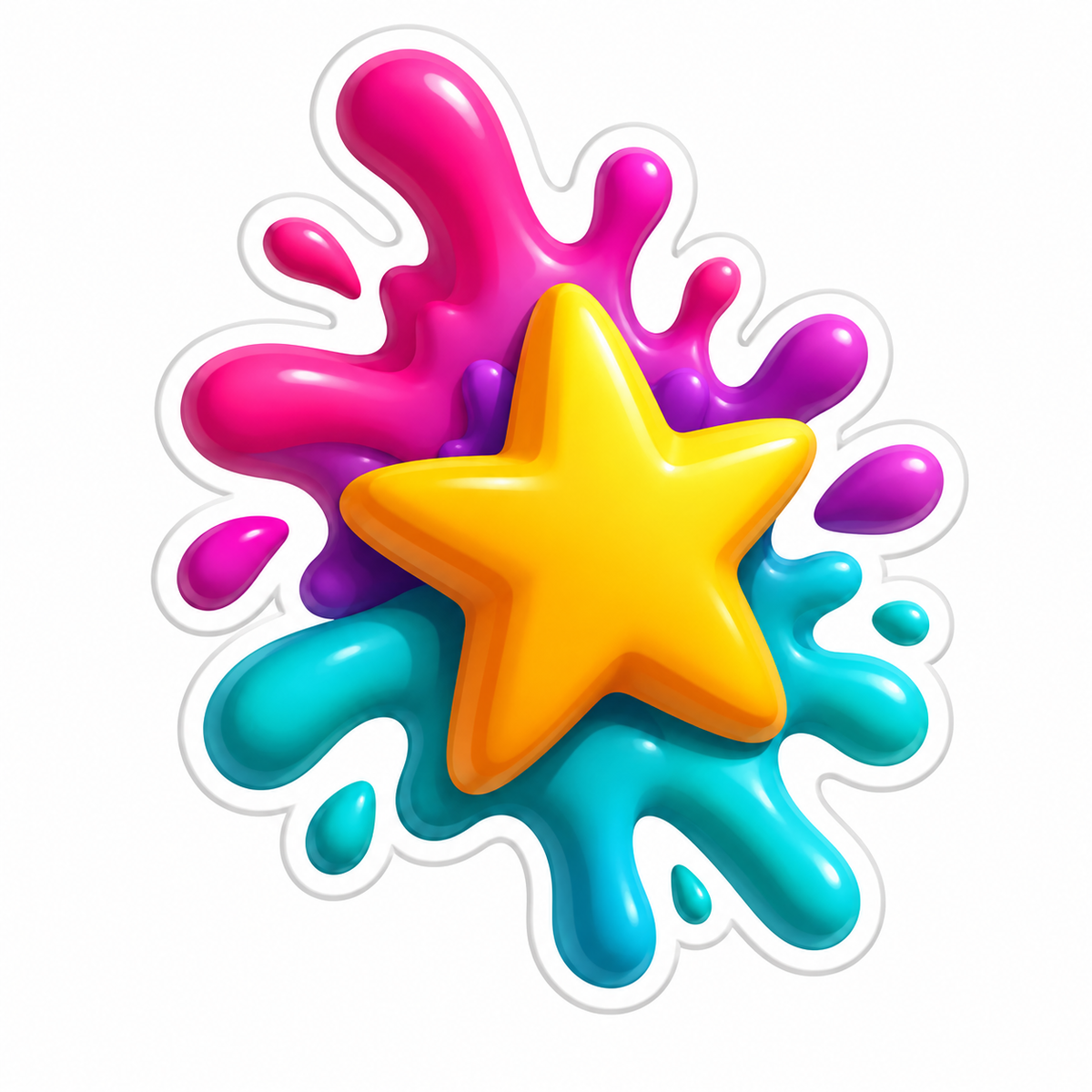 Asymmetric Rainbow Paint Starburst Vinyl Sticker Decal