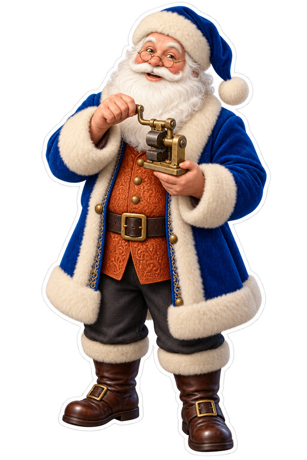 Santa Antique Brass Button Shank Tool Vinyl Sticker Decal