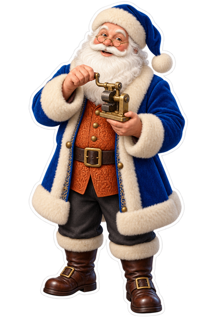 Santa Antique Brass Button Shank Tool Vinyl Sticker Decal