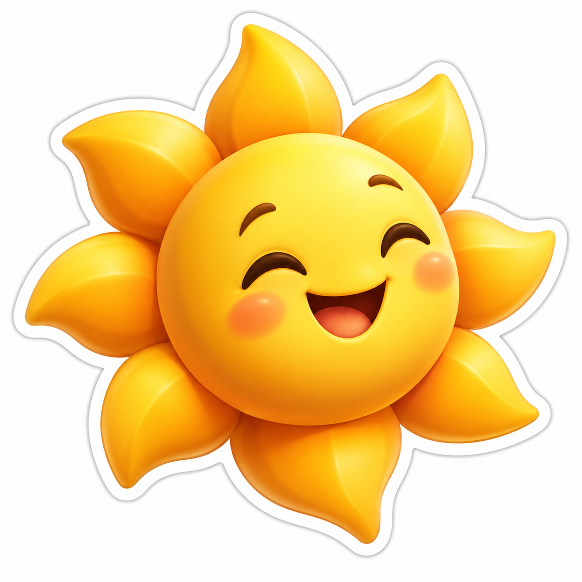 Golden Sun With Broad Petal Shaped Rays Vinyl Sticker Decal