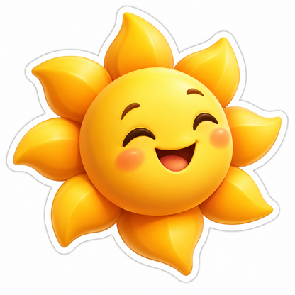 Golden Sun With Broad Petal Shaped Rays Vinyl Sticker Decal