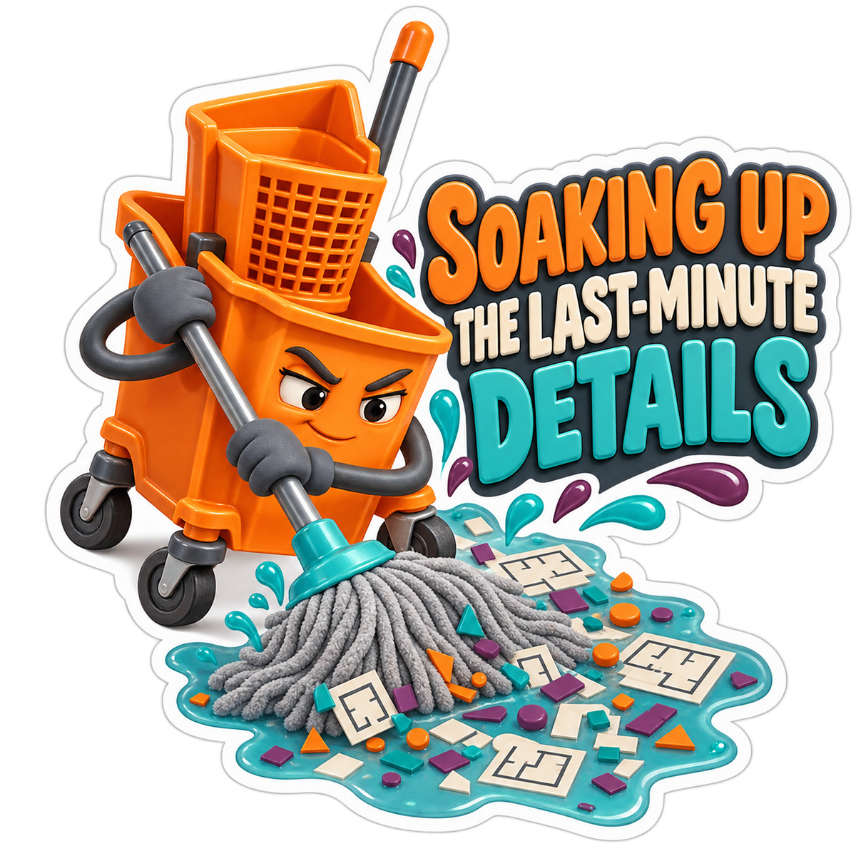 Soaking Last Minute Details Mop Bucket Vinyl Sticker Decal