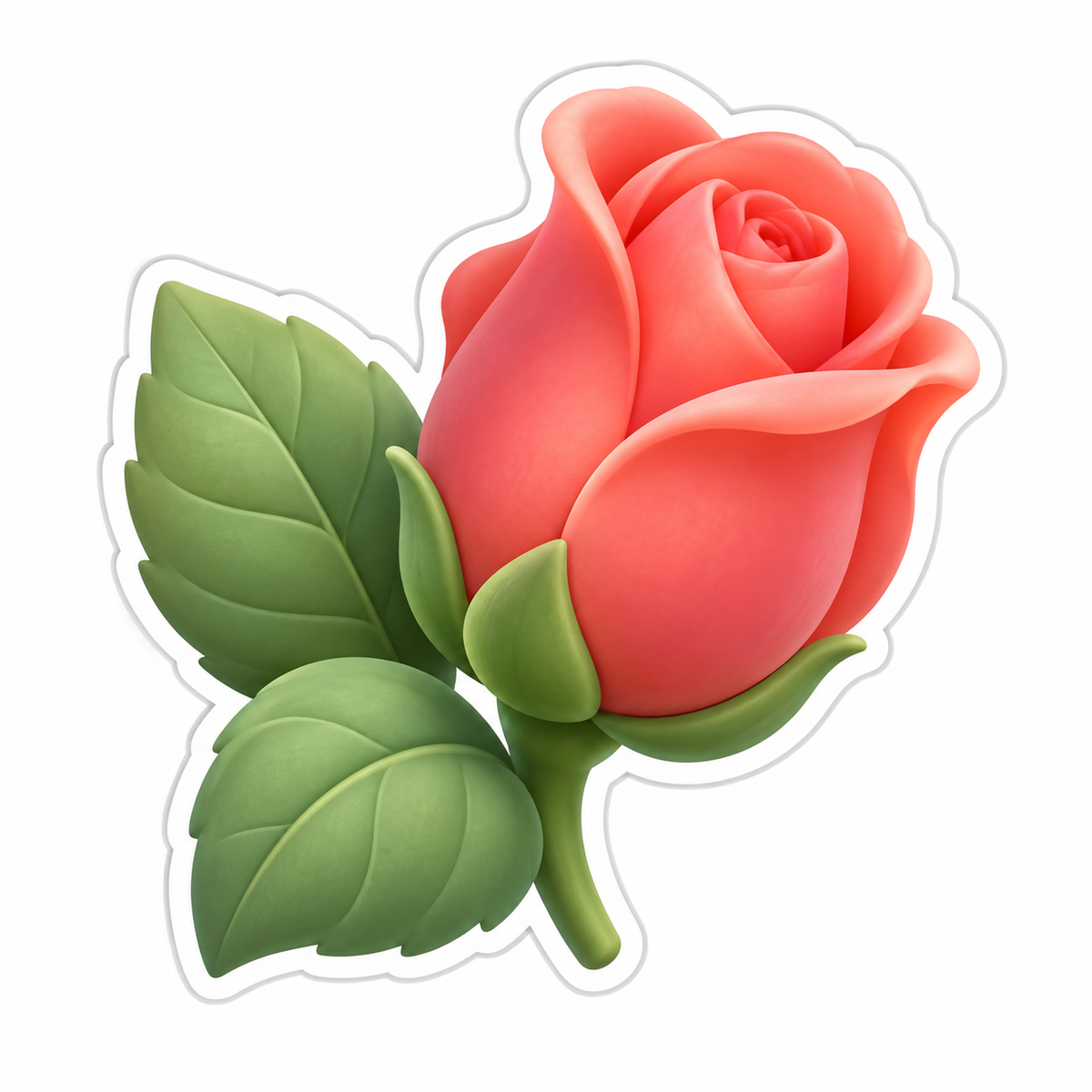 Coral Pink Rosebud Opening Vinyl Sticker Decal