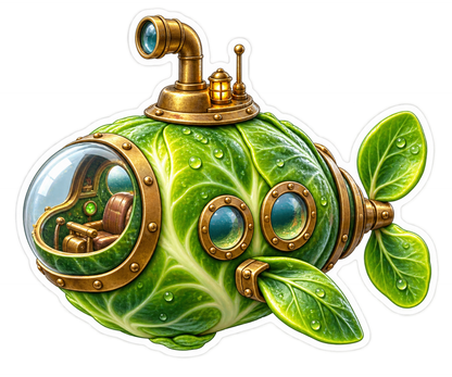 Cabbage Crush Brussels Sprout Submarine Vinyl Sticker Decal