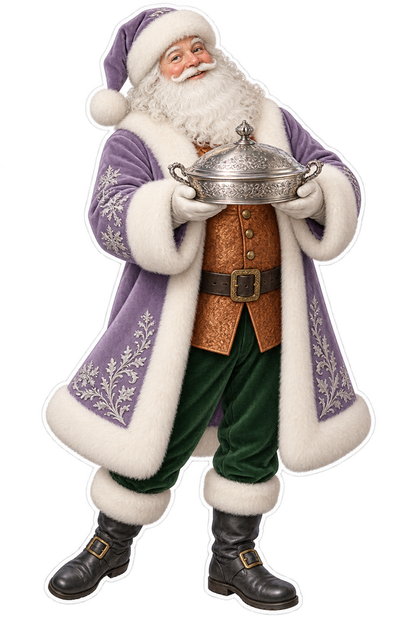 Santa Victorian Silver Muffin Dish Vinyl Sticker Decal