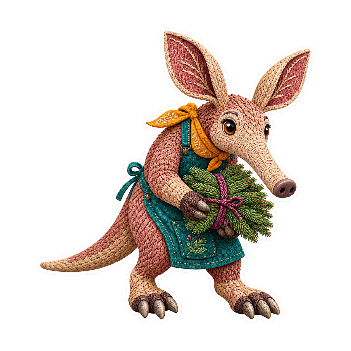 Woven Tapestry Aardvark Evergreen Needle Bundler Vinyl Sticker Decal