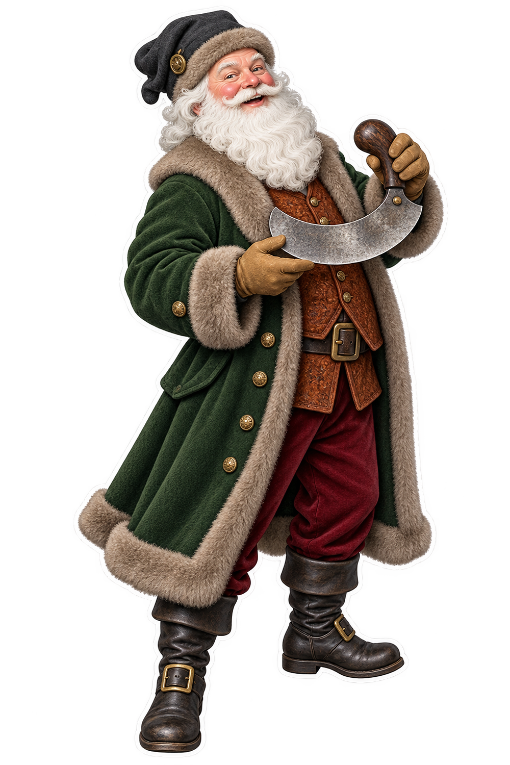 Santa Antique Steel Sugar Loaf Scraper Vinyl Sticker Decal