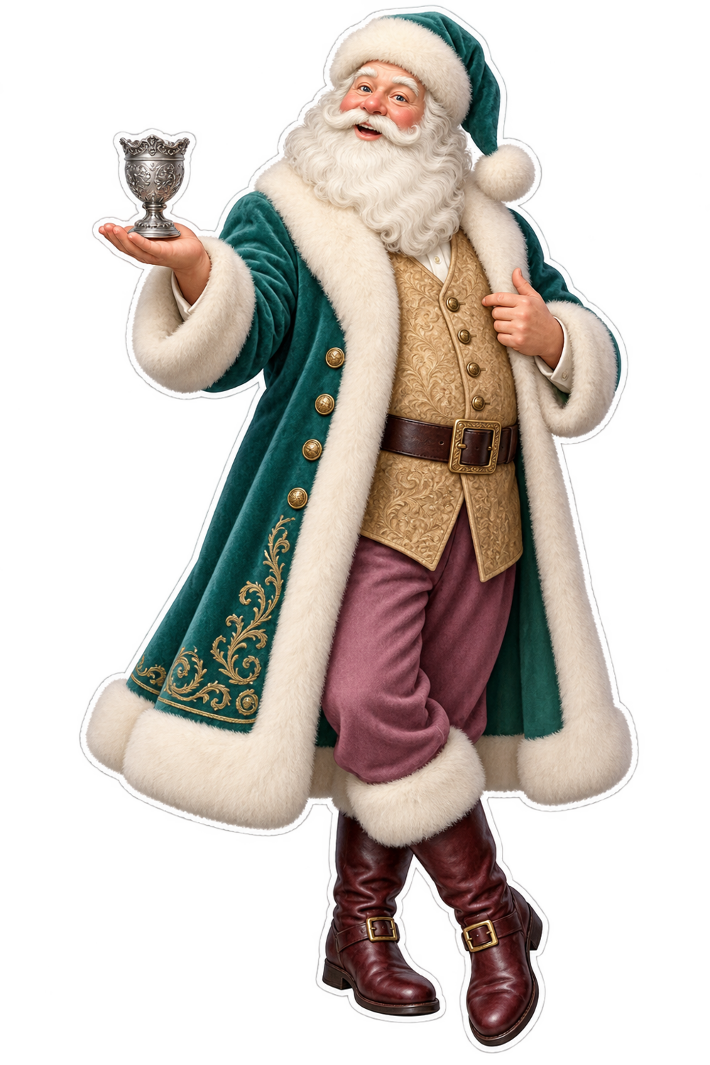 Santa Victorian Silver Toothpick Holder Vinyl Sticker Decal