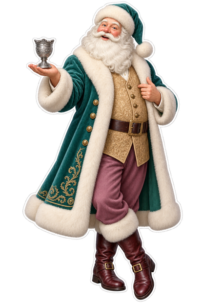 Santa Victorian Silver Toothpick Holder Vinyl Sticker Decal