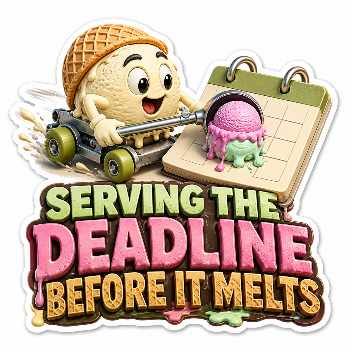 Serving Deadline Before Melts Scoop Vinyl Sticker Decal