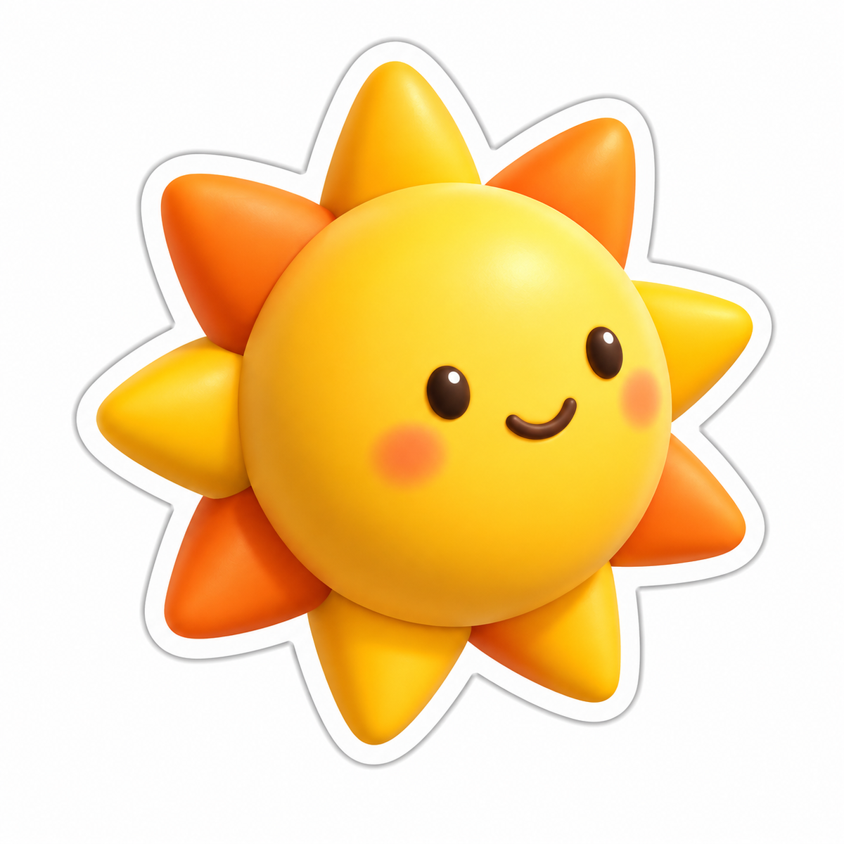 Sun With Eyes Smile And Alternating Orange Rays Vinyl Sticker Decal