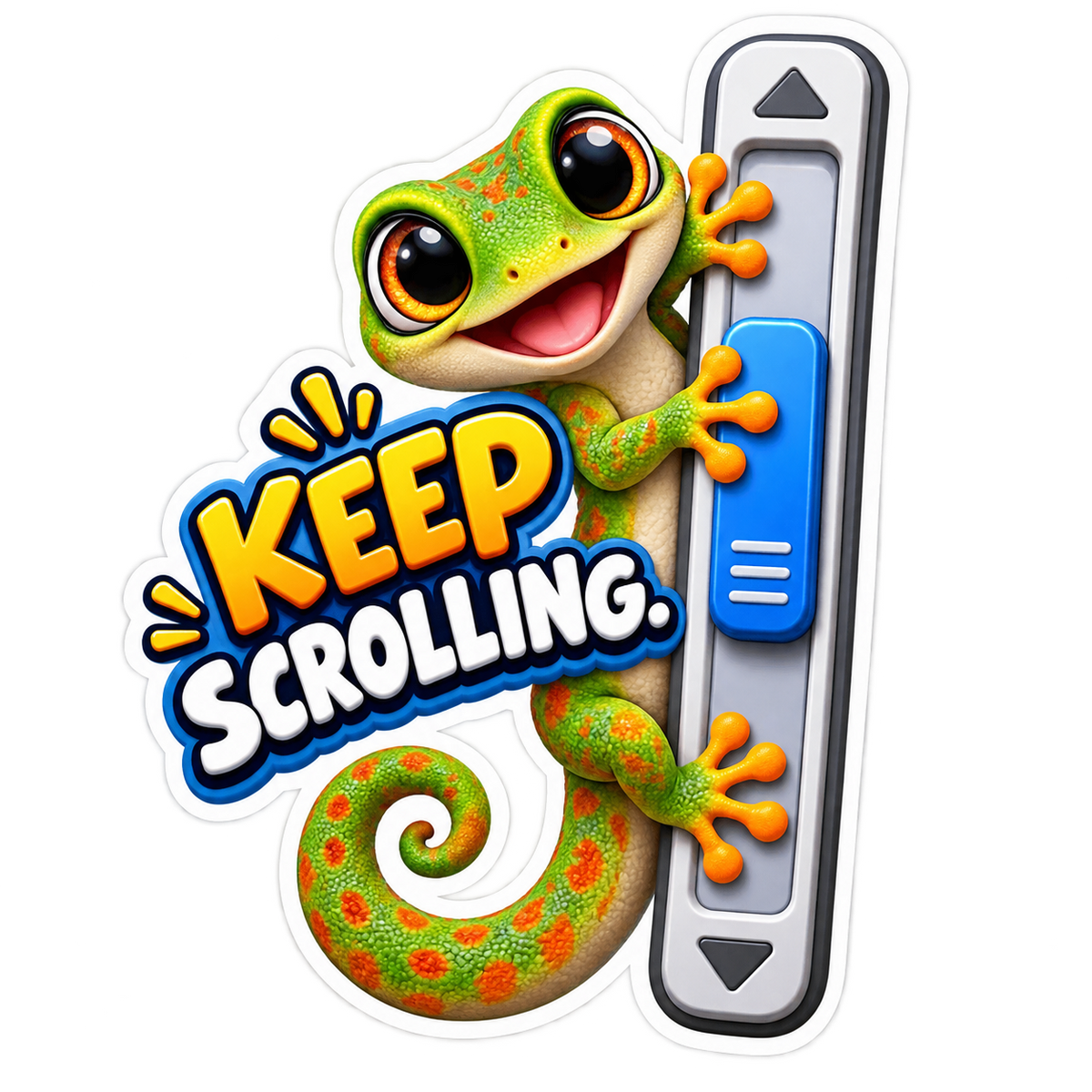 Keep Scrolling Gecko on Scroll Bar Vinyl Sticker Decal