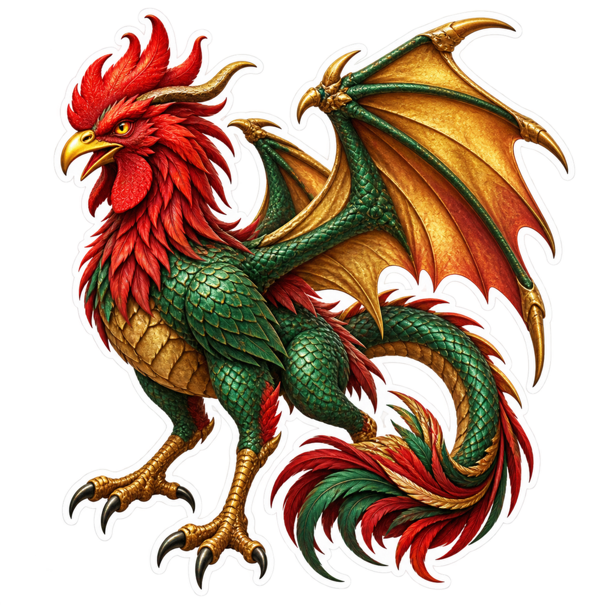 Mythical Folklore Emerald Cockatrice Vinyl Sticker Decal