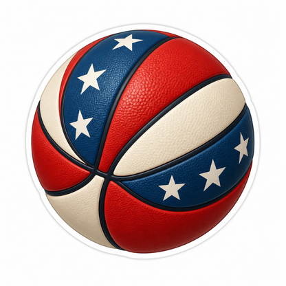 Basketball With Red And Cream Curved Panels Vinyl Sticker Decal