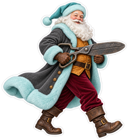 Santa Antique Cast Iron Carpet Napping Shears Vinyl Sticker Decal