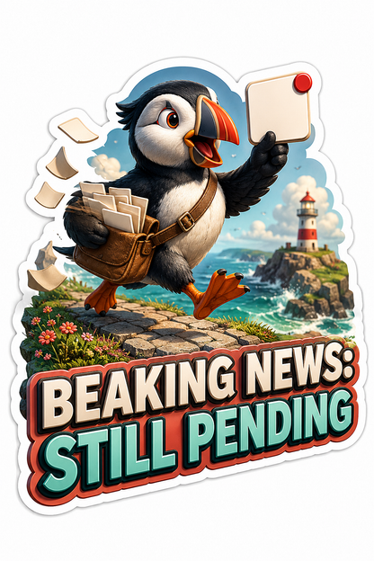Beaking News Puffin Vinyl Sticker Decal