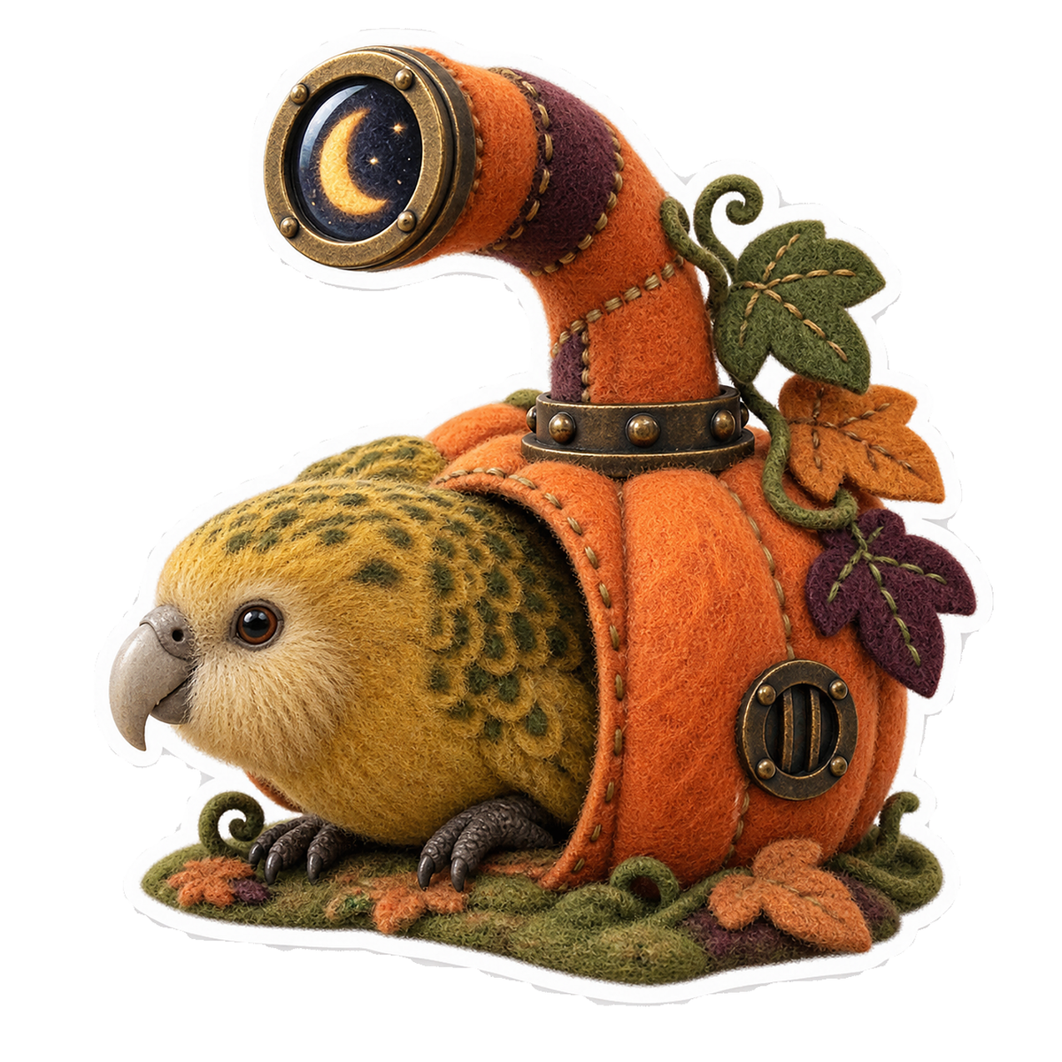 Saffron Felt Kakapo Pumpkin Patch Periscope Vinyl Sticker Decal