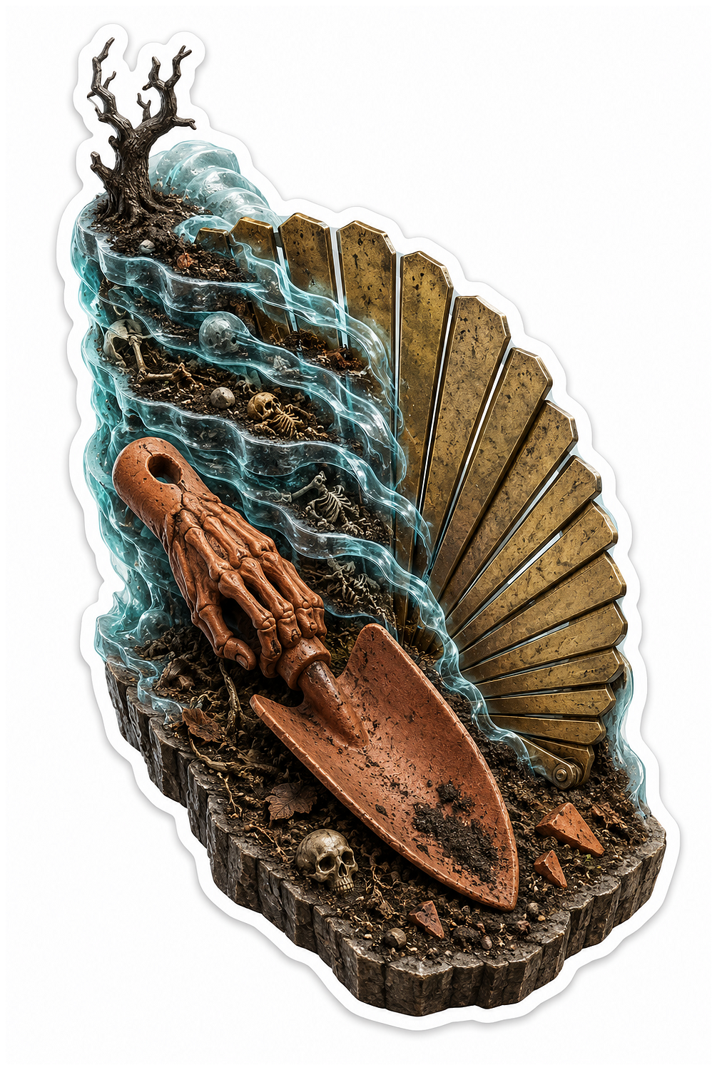 Metal Detecting Haunted Trowel Depth Gauge Vinyl Sticker Decal