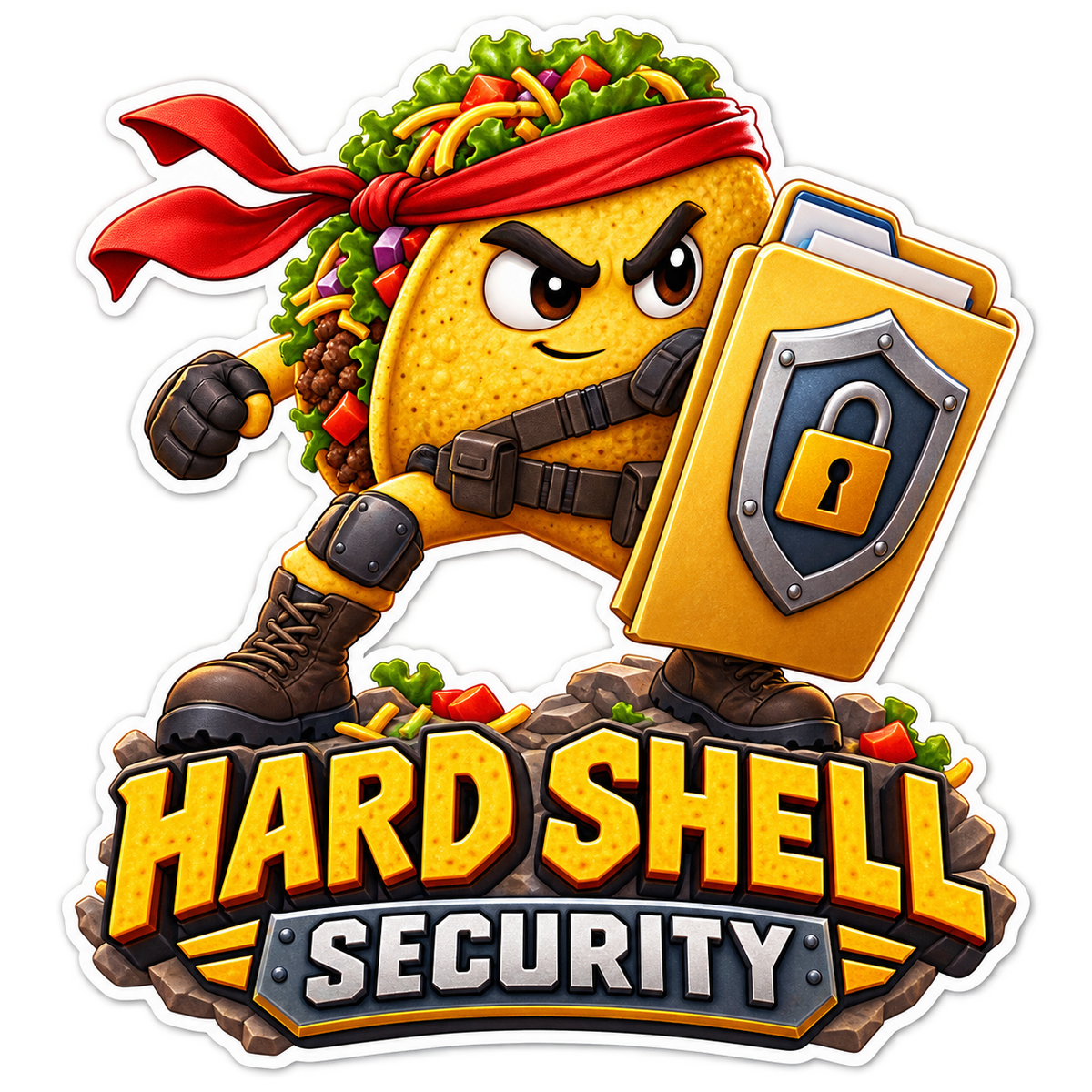 Hard Shell Security Taco Knight Vinyl Sticker Decal