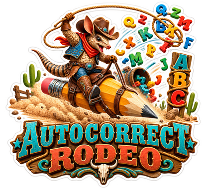 Autocorrect Rodeo Coyote Riding Pencil Vinyl Sticker Decal