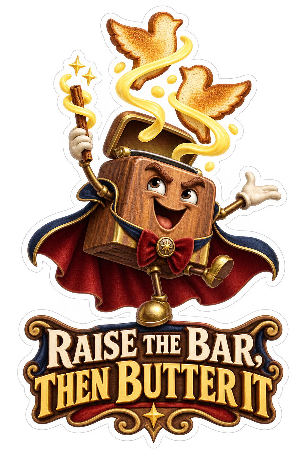 Raise the Bar Then Butter It Toast Hero Vinyl Sticker Decal