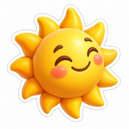 Smiling Golden Sun Vinyl Sticker Decal